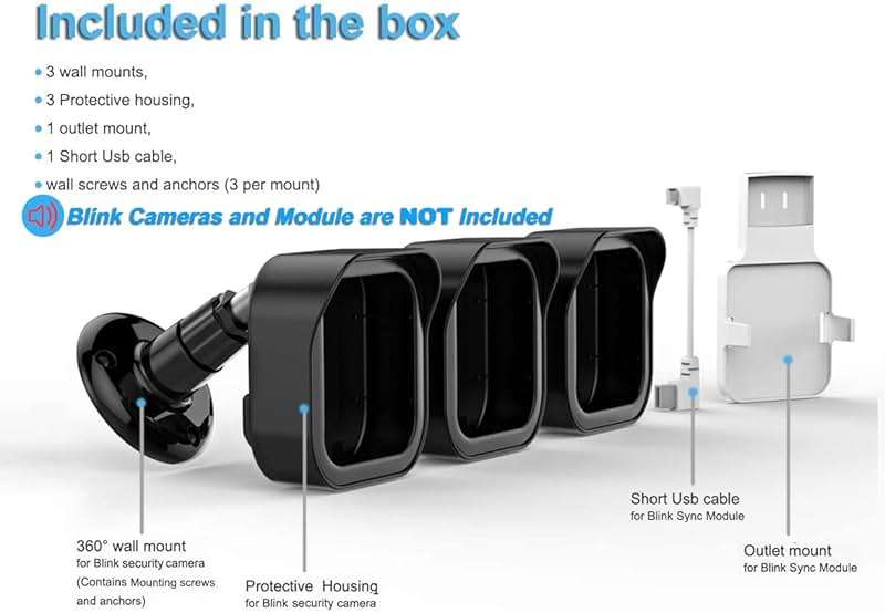 All-New Blink Outdoor Camera Surveillance Mount, 3 Pack Weatherproof Protective Housing and 360 Degree Adjustable Mount for Blink Outdoor 4/Outdoor 2K+/3rd Gen Cam, Black (Camera is Not Included) - Image 7