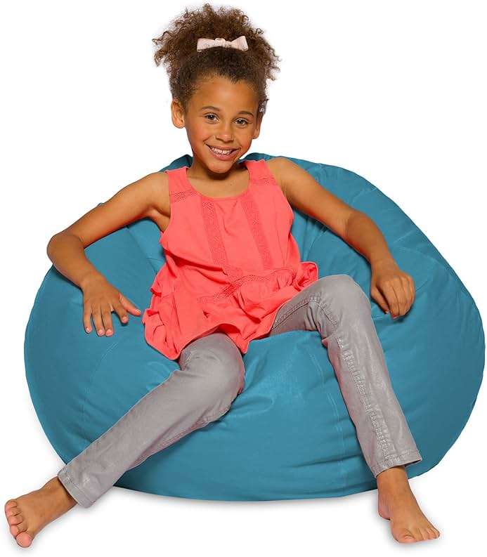 Posh Creations Bean Bag Chair for Kids, Teens, and Adults Includes Removable and Machine Washable Cover, Heather Teal, 38in - Large - Image 1