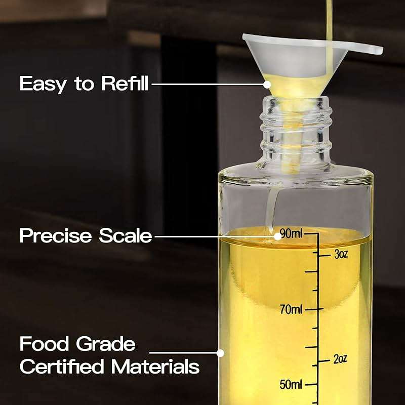NORBASE Oil Sprayer for Cooking, 2 Pack Upgraded Olive Oil Spray Bottle Mister Refillable with Scale Air Fryer Accessories for Kitchen, Salad, Baking, BBQ, Frying - Image 5