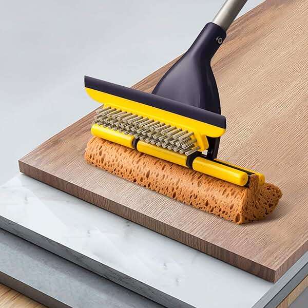 Yocada Sponge Mop Home Commercial Use Tile Floor Bathroom Garage Cleaning Total 2 Sponge Heads NOT 3 Telescopic Handle Squeegee from 42.5 to 52 Inches Easily Dry Wringing only 2 Heads - Image 7