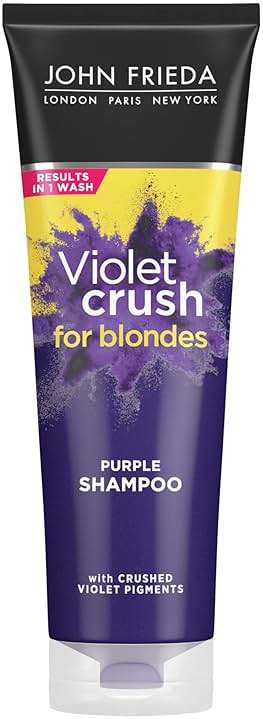 John Frieda 8.3 Ounce Shampoo for Blonde Hair, Violet Crush Purple Shampoo, Neutralizes Brassy Yellow Tones, Blonde Toner for Bleached, Platinum - Image 1