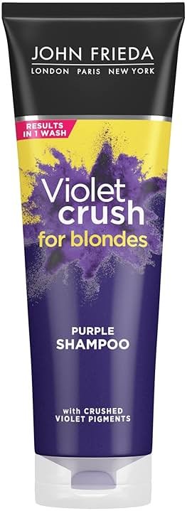 John Frieda 8.3 Ounce Shampoo for Blonde Hair, Violet Crush Purple Shampoo, Neutralizes Brassy Yellow Tones, Blonde Toner for Bleached, Platinum - Product Image
