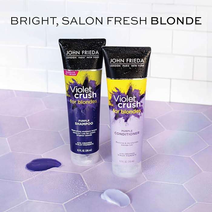 John Frieda 8.3 Ounce Shampoo for Blonde Hair, Violet Crush Purple Shampoo, Neutralizes Brassy Yellow Tones, Blonde Toner for Bleached, Platinum - Image 7