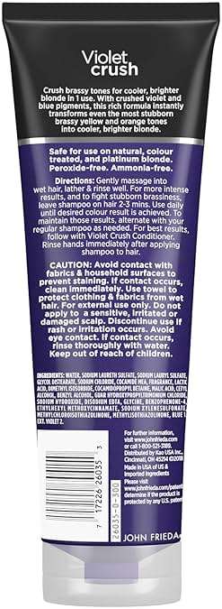 John Frieda 8.3 Ounce Shampoo for Blonde Hair, Violet Crush Purple Shampoo, Neutralizes Brassy Yellow Tones, Blonde Toner for Bleached, Platinum - Image 9