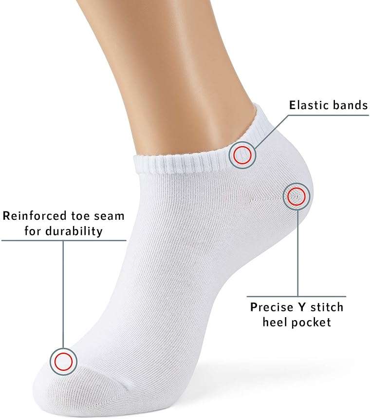 MONFOOT Men's/Women's 10-20 Pairs Thin Cotton Low Cut Ankle Socks, Multipack - Image 3