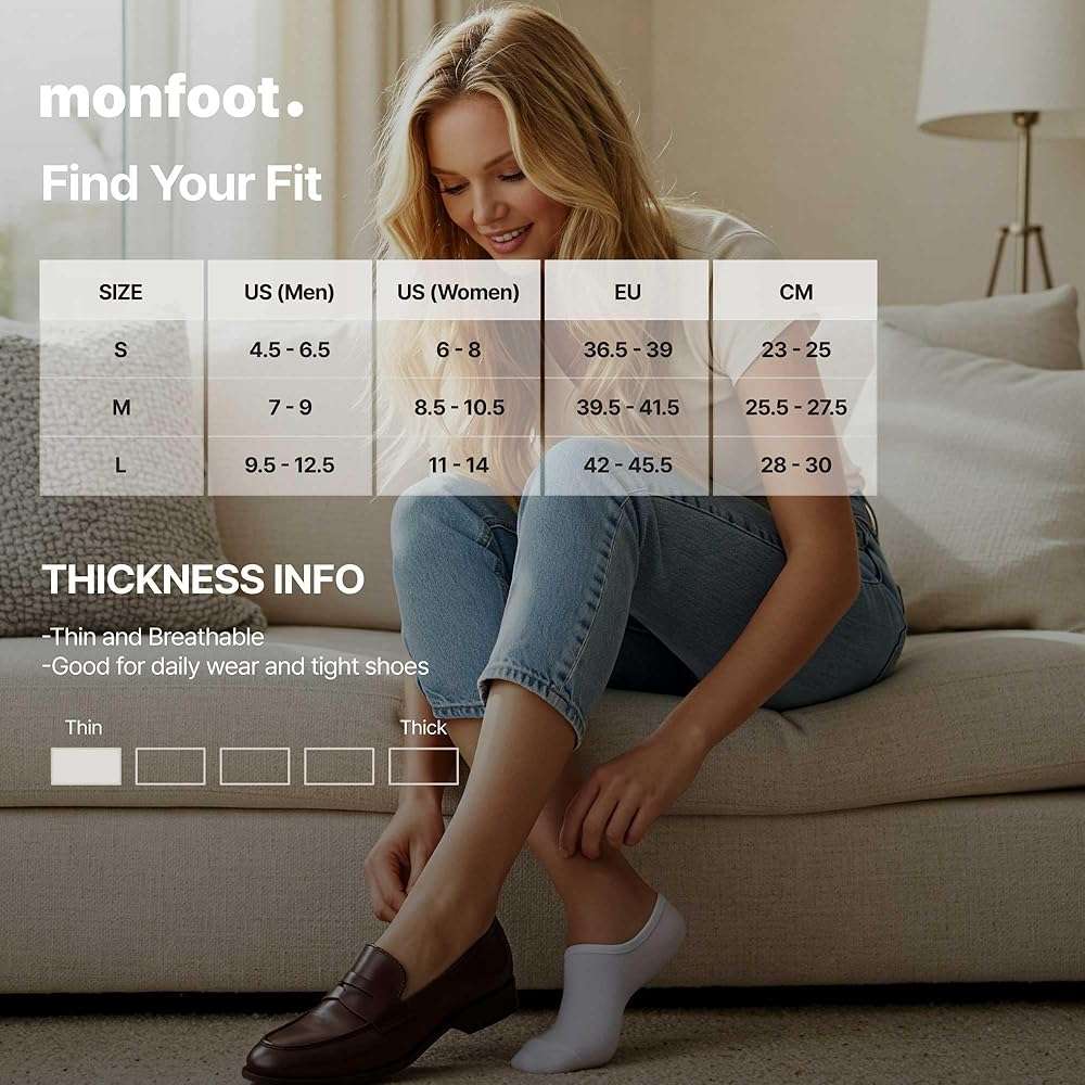 MONFOOT Men's/Women's 10-20 Pairs Thin Cotton Low Cut Ankle Socks, Multipack - Image 5