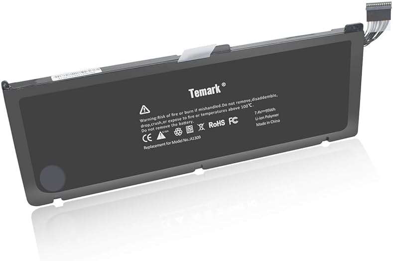 Temark Replacement Laptop Battery A1309 Compatible with MacBook Pro 17inch A1297 (Only fit Early 2009 Mid2009 Mid2010 Version), fits for MC226/A MC226CH/A MC226J/A 020-6313-C 661-5037-A (95Wh) - Image 2