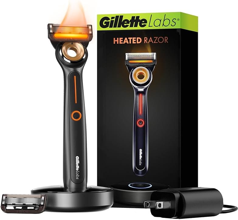 Gillette Heated Razor for Men, Starter Shave Kit by GilletteLabs, 1 Handle, 2 Razor Blade Refills, 1 Charging Dock - Product Image