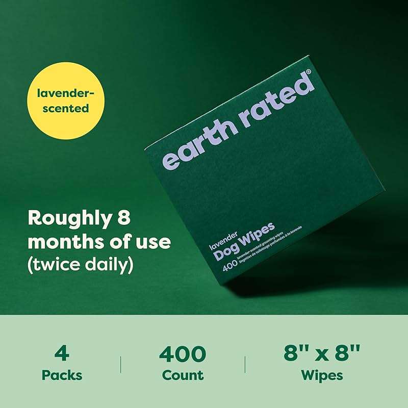 Earth Rated Dog Wipes, Hypoallergenic, Cleaning and Hydrating, for Grooming Paws, Body and Butt, Lavender Scented, 400 Count - Image 8