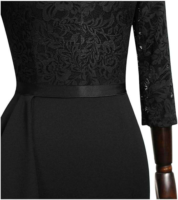 MISSMAY Women's Vintage Floral Lace Ruffle Half Sleeve Evening Party Formal Long Dress - Image 7