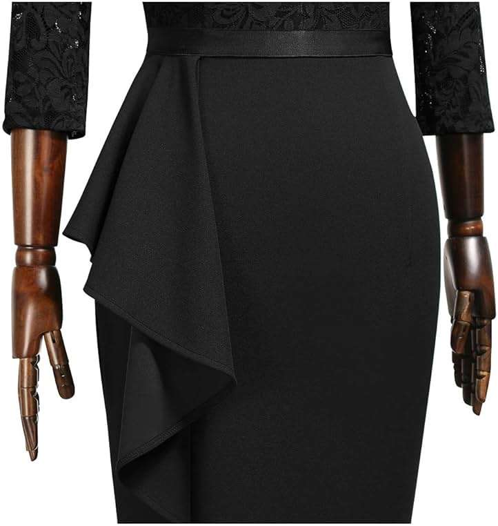 MISSMAY Women's Vintage Floral Lace Ruffle Half Sleeve Evening Party Formal Long Dress - Image 8