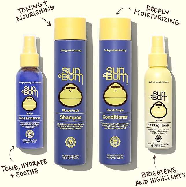 Sun Bum Lighten and Tone Travel Kit - Blonde Hair Lightener and Tone Enhancer - Enhances Hair Color and Shine while Neutralizing Brassy Tones - UV Protecting - Vegan and Cruelty Free (4 oz, 1.5 fl oz) - Image 3