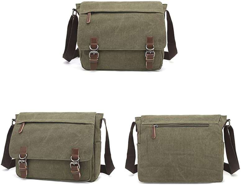 Sechunk Canvas Vintage Messenger Bag Shoulder bag Leather Large Travel Crossbody bags for men women 15inch Laptop - Image 2