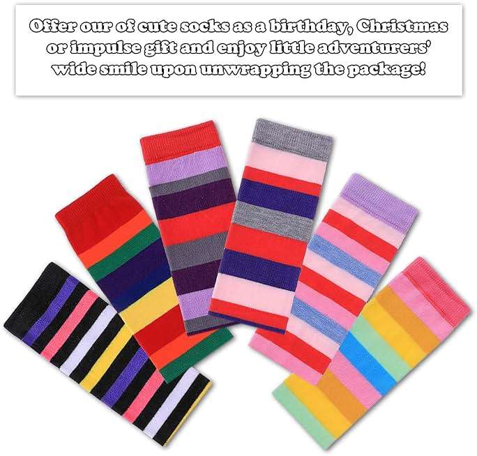 FNOVCO Girls Knee High Socks Kids Crazy Fun Gift Cute Animal Patterns Cotton Long Socks 6 Pairs - Image 2