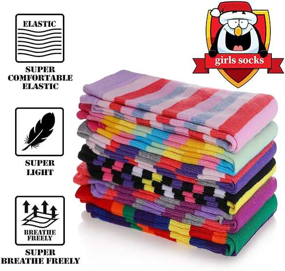 FNOVCO Girls Knee High Socks Kids Crazy Fun Gift Cute Animal Patterns Cotton Long Socks 6 Pairs - Image 3