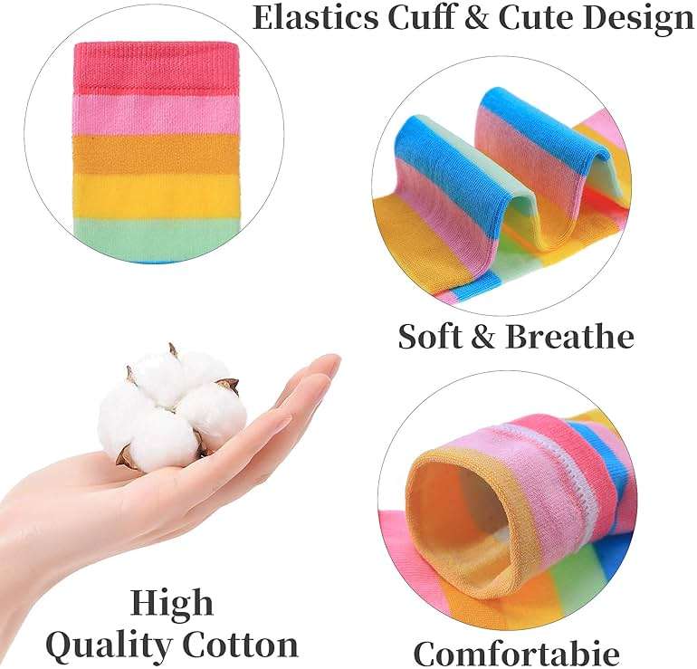 FNOVCO Girls Knee High Socks Kids Crazy Fun Gift Cute Animal Patterns Cotton Long Socks 6 Pairs - Image 6