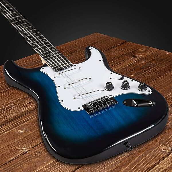 LyxPro 39 inch Electric Guitar Kit Bundle with 20w Amplifier, All Accessories, Digital Clip On Tuner, Six Strings, Two Picks, Tremolo Bar, Shoulder Strap, Case Bag Starter kit Full Size - Blue - Image 4