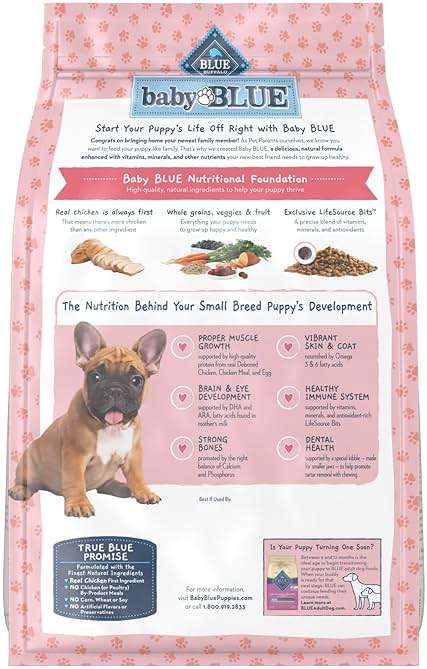 Blue Buffalo Baby Blue Natural Small Breed Puppy Dry Dog Food, Healthy Growth Formula with DHA, Chicken and Oatmeal Recipe, 4-lb Bag - Image 2