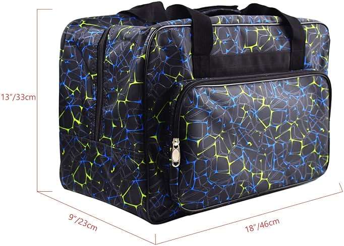 TLBTEK Black Sewing Machine Carrying Case,Universal Canvas Carry Tote Bag,Portable Padded Storage Dust Cover with Pockets for Sewing Machine - Image 2