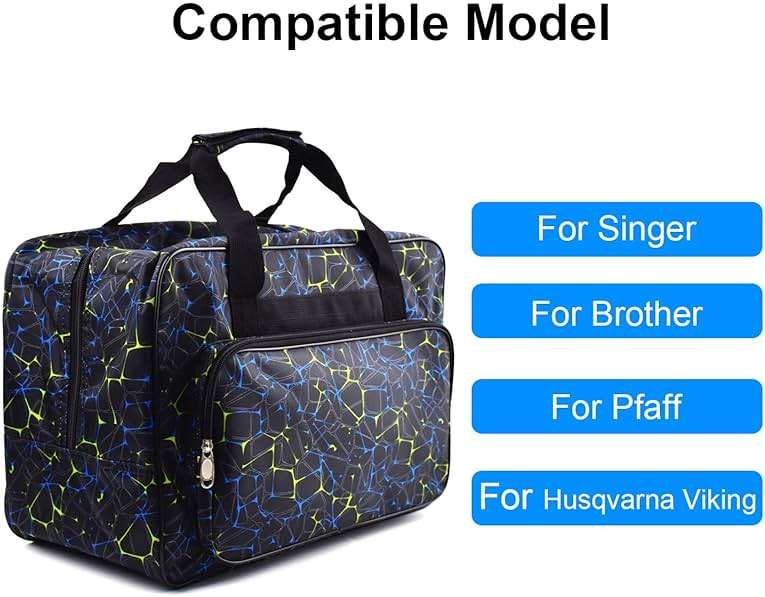 TLBTEK Black Sewing Machine Carrying Case,Universal Canvas Carry Tote Bag,Portable Padded Storage Dust Cover with Pockets for Sewing Machine - Image 3