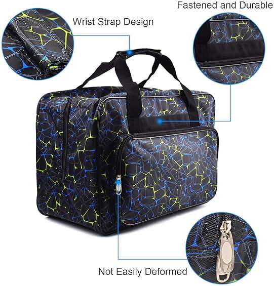 TLBTEK Black Sewing Machine Carrying Case,Universal Canvas Carry Tote Bag,Portable Padded Storage Dust Cover with Pockets for Sewing Machine - Image 4