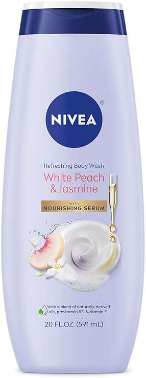 NIVEA Refreshing White Peach and Jasmine Body Wash with Nourishing Serum, Scented Body Wash for Women, Enriched with Provitamin B5 and Vitamin E, 20 Fl Oz Bottle - Image 1