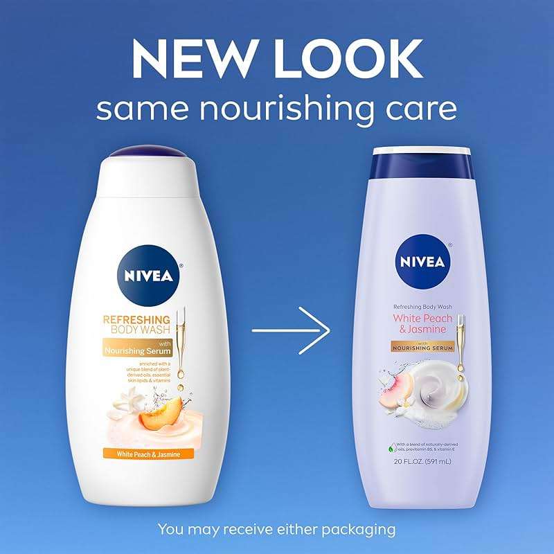 NIVEA Refreshing White Peach and Jasmine Body Wash with Nourishing Serum, Scented Body Wash for Women, Enriched with Provitamin B5 and Vitamin E, 20 Fl Oz Bottle - Image 3