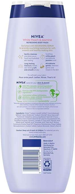 NIVEA Refreshing White Peach and Jasmine Body Wash with Nourishing Serum, Scented Body Wash for Women, Enriched with Provitamin B5 and Vitamin E, 20 Fl Oz Bottle - Image 14