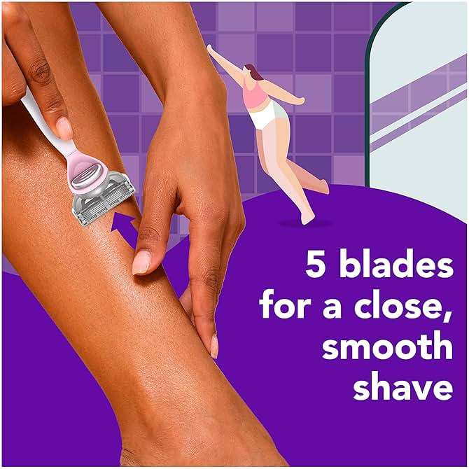 joy Razors for Women, 1 Handle, 4 Razor Blade Refills, Lavender, Lubrastrip to Help Avoid Skin Irritation - Image 2