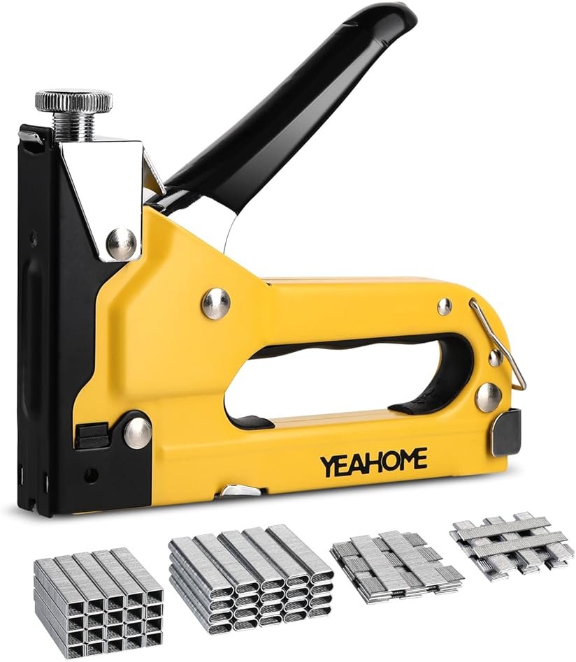 Upholstery Staple Gun Heavy Duty, YEAHOME 4-in-1 Stapler Gun with 4000 Staples, Manual Brad Nailer Power Adjustment Stapler Gun for Wood, Crafts, Carpentry, Decoration DIY - Product Image