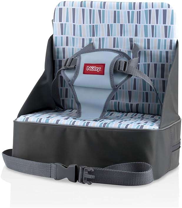 Nuby Easy Go Booster Seat - Travel Booster Seat for Babies and Toddlers - Holds Up to 35 Pounds - 9+ Months - Gray - Image 1
