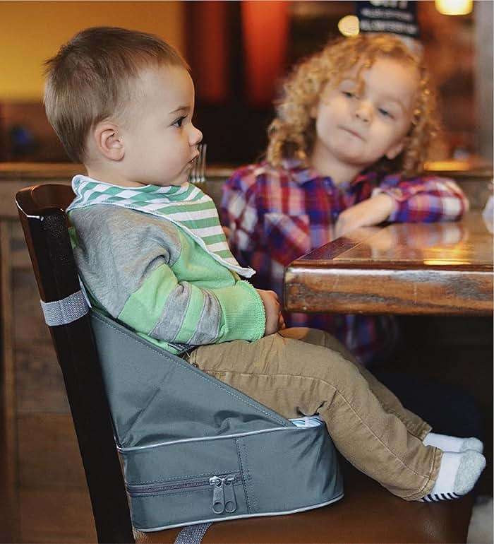 Nuby Easy Go Booster Seat - Travel Booster Seat for Babies and Toddlers - Holds Up to 35 Pounds - 9+ Months - Gray - Image 2