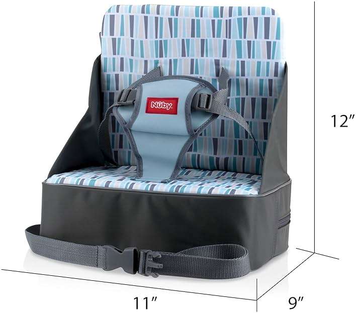 Nuby Easy Go Booster Seat - Travel Booster Seat for Babies and Toddlers - Holds Up to 35 Pounds - 9+ Months - Gray - Image 12