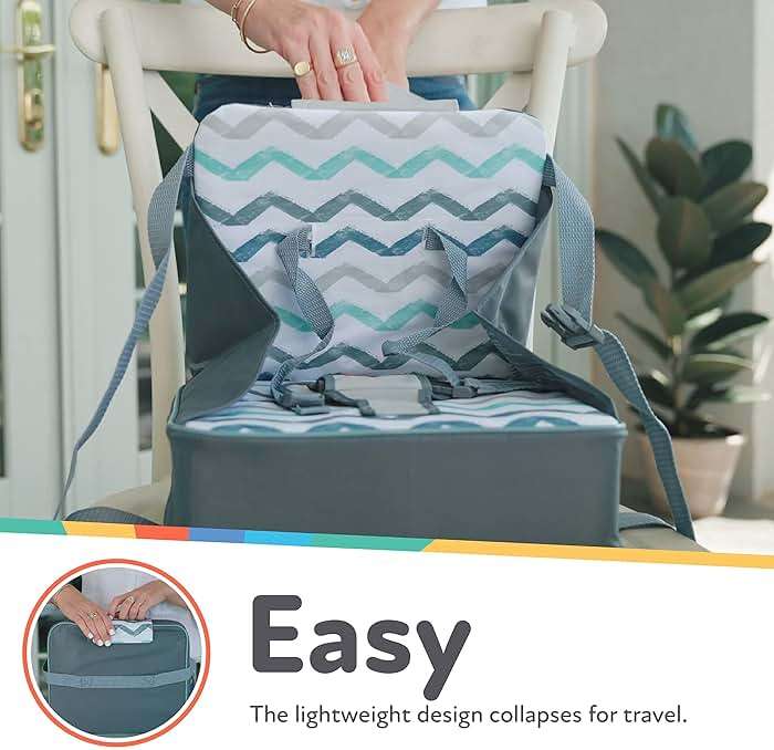 Nuby Easy Go Booster Seat - Travel Booster Seat for Babies and Toddlers - Holds Up to 35 Pounds - 9+ Months - Gray - Image 4