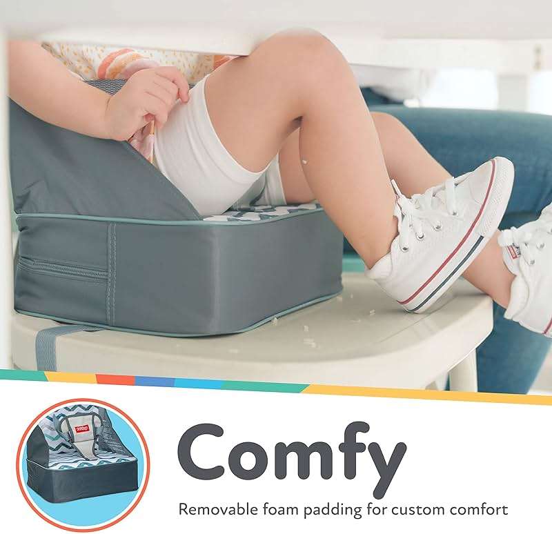 Nuby Easy Go Booster Seat - Travel Booster Seat for Babies and Toddlers - Holds Up to 35 Pounds - 9+ Months - Gray - Image 5