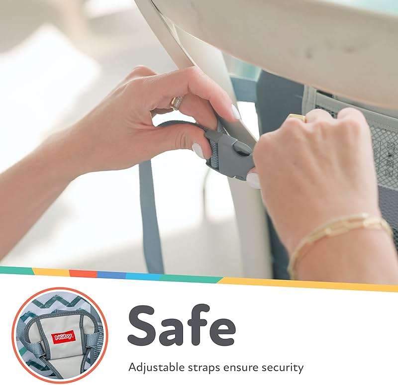 Nuby Easy Go Booster Seat - Travel Booster Seat for Babies and Toddlers - Holds Up to 35 Pounds - 9+ Months - Gray - Image 6