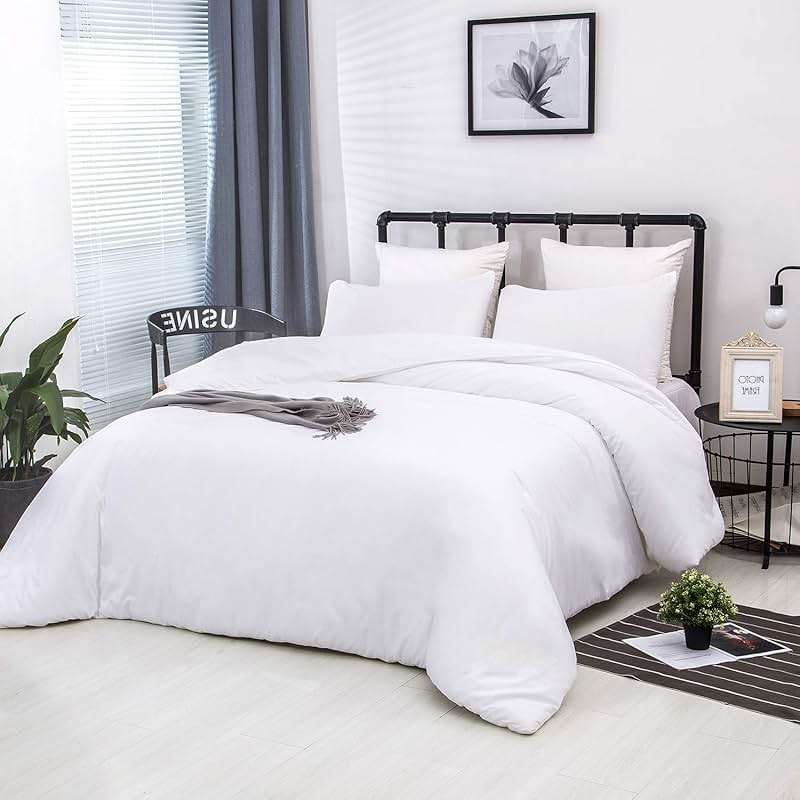 CLOTHKNOW White Queen Comforter Set 3Pcs White Bedding Comforter Sets Soft All Season Queen Size Bed Comforter Set with 2 x Pillowcases - Image 4