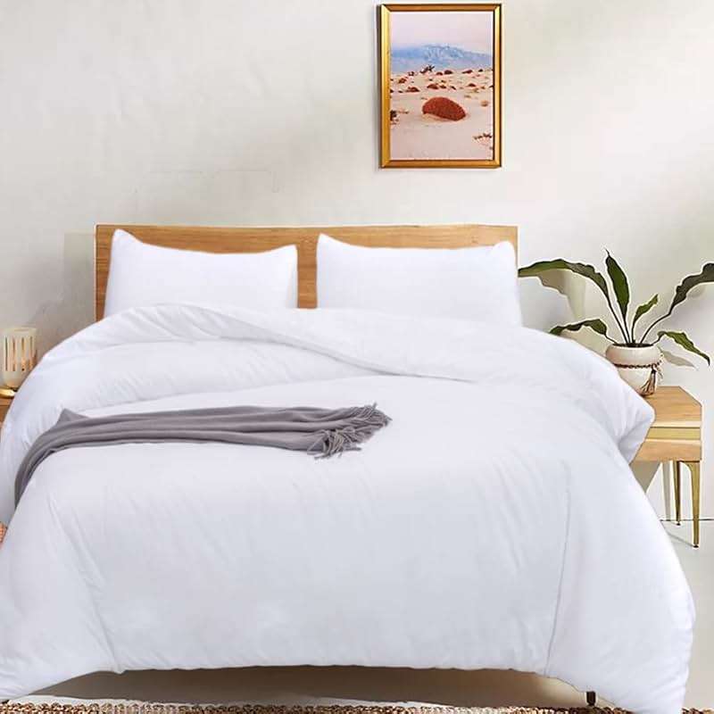CLOTHKNOW White Queen Comforter Set 3Pcs White Bedding Comforter Sets Soft All Season Queen Size Bed Comforter Set with 2 x Pillowcases - Image 5