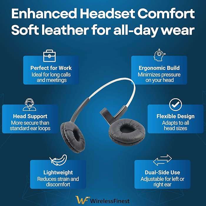 for Plantronics Standard Headband 84605 + Extra Cushion Replacement Over-The-Head Headset for Savi CS540 W740 W745 W440 W740-M C054 CS540XD 8240 8245 W445 - Image 2