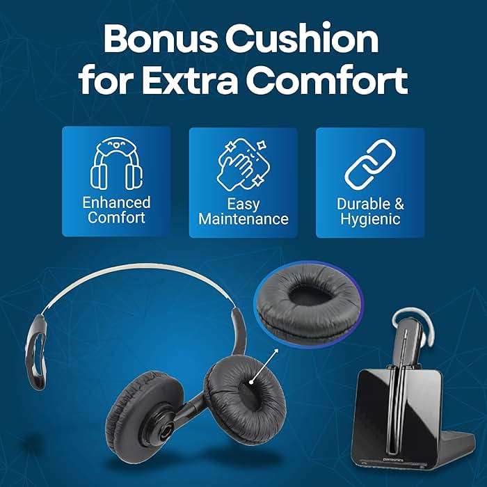 for Plantronics Standard Headband 84605 + Extra Cushion Replacement Over-The-Head Headset for Savi CS540 W740 W745 W440 W740-M C054 CS540XD 8240 8245 W445 - Image 4