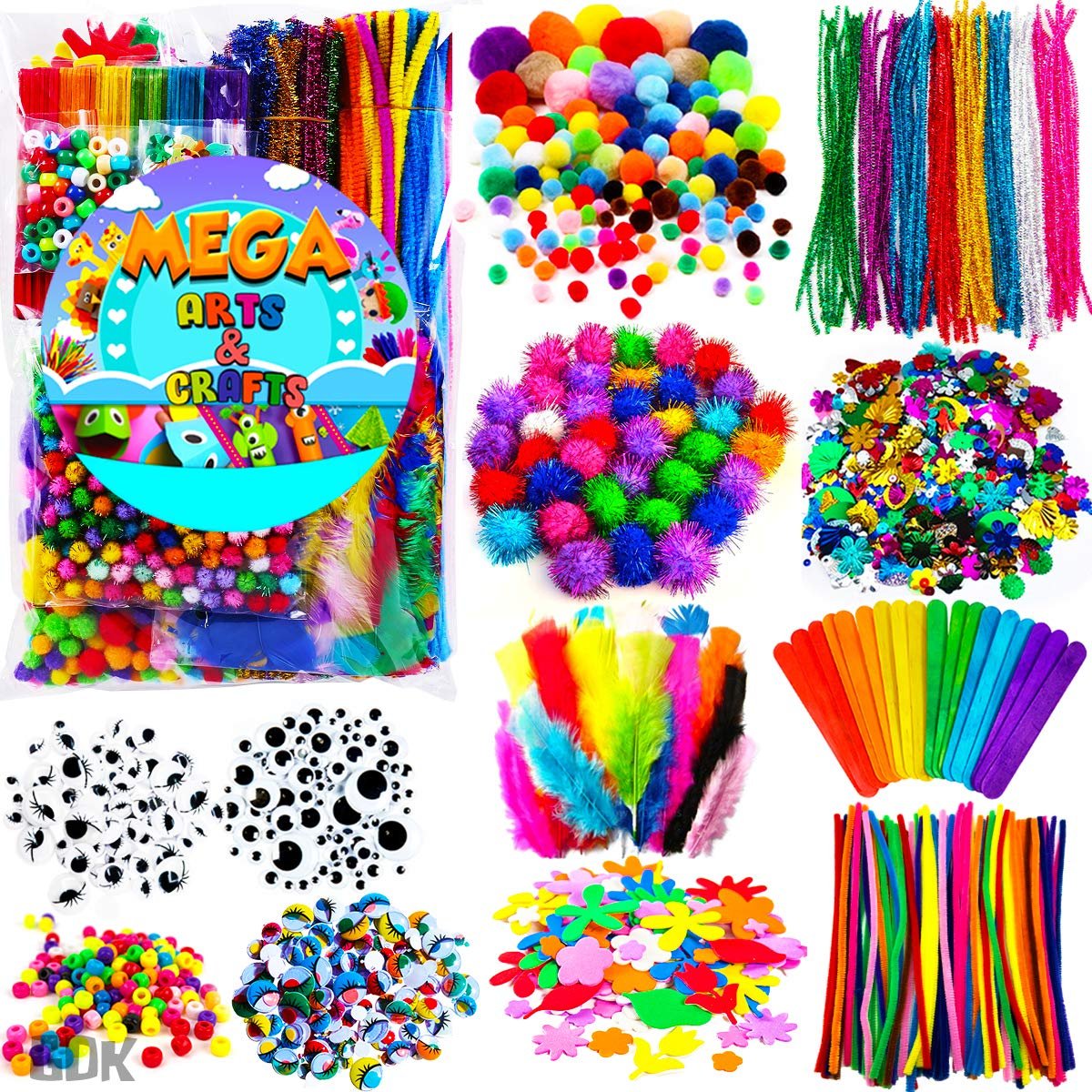 Goody King Arts and Crafts Supplies for Kids - 1170Pcs+ Craft Art Supply Kit for Toddlers Kids Craft Supplies & Materials Age 4 5 6 7 8 9 - Christmas D.I.Y. Crafting School Supplies - Product Image