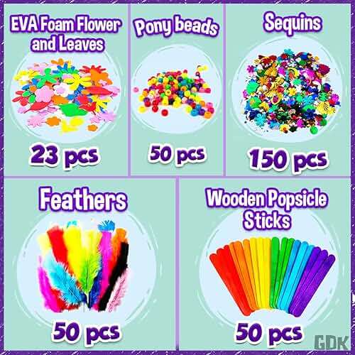 Goody King Arts and Crafts Supplies for Kids - 1170Pcs+ Craft Art Supply Kit for Toddlers Kids Craft Supplies & Materials Age 4 5 6 7 8 9 - Christmas D.I.Y. Crafting School Supplies - Image 5