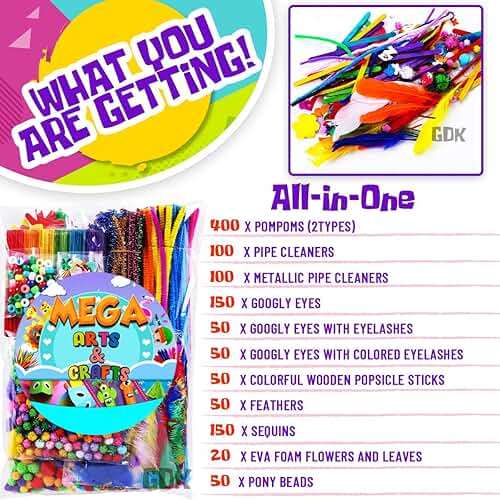 Goody King Arts and Crafts Supplies for Kids - 1170Pcs+ Craft Art Supply Kit for Toddlers Kids Craft Supplies & Materials Age 4 5 6 7 8 9 - Christmas D.I.Y. Crafting School Supplies - Image 6