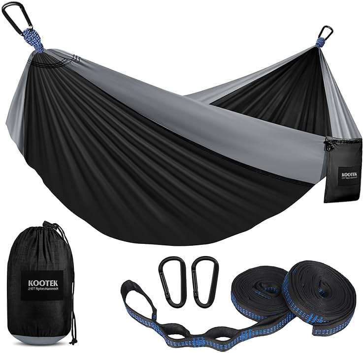 Kootek Camping Hammock, Portable Hammocks with Tree Straps & Attached Carry Bag, Camping Essentials Gear, Perfect for Outside Indoor Hiking Beach Backpack Travel - Image 1