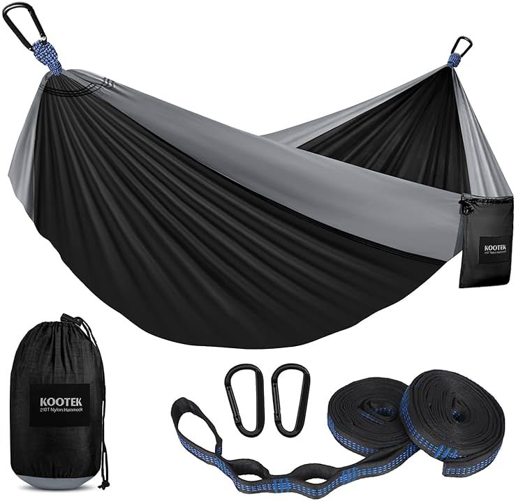 Kootek Camping Hammock, Portable Hammocks with Tree Straps & Attached Carry Bag, Camping Essentials Gear, Perfect for Outside Indoor Hiking Beach Backpack Travel - Product Image