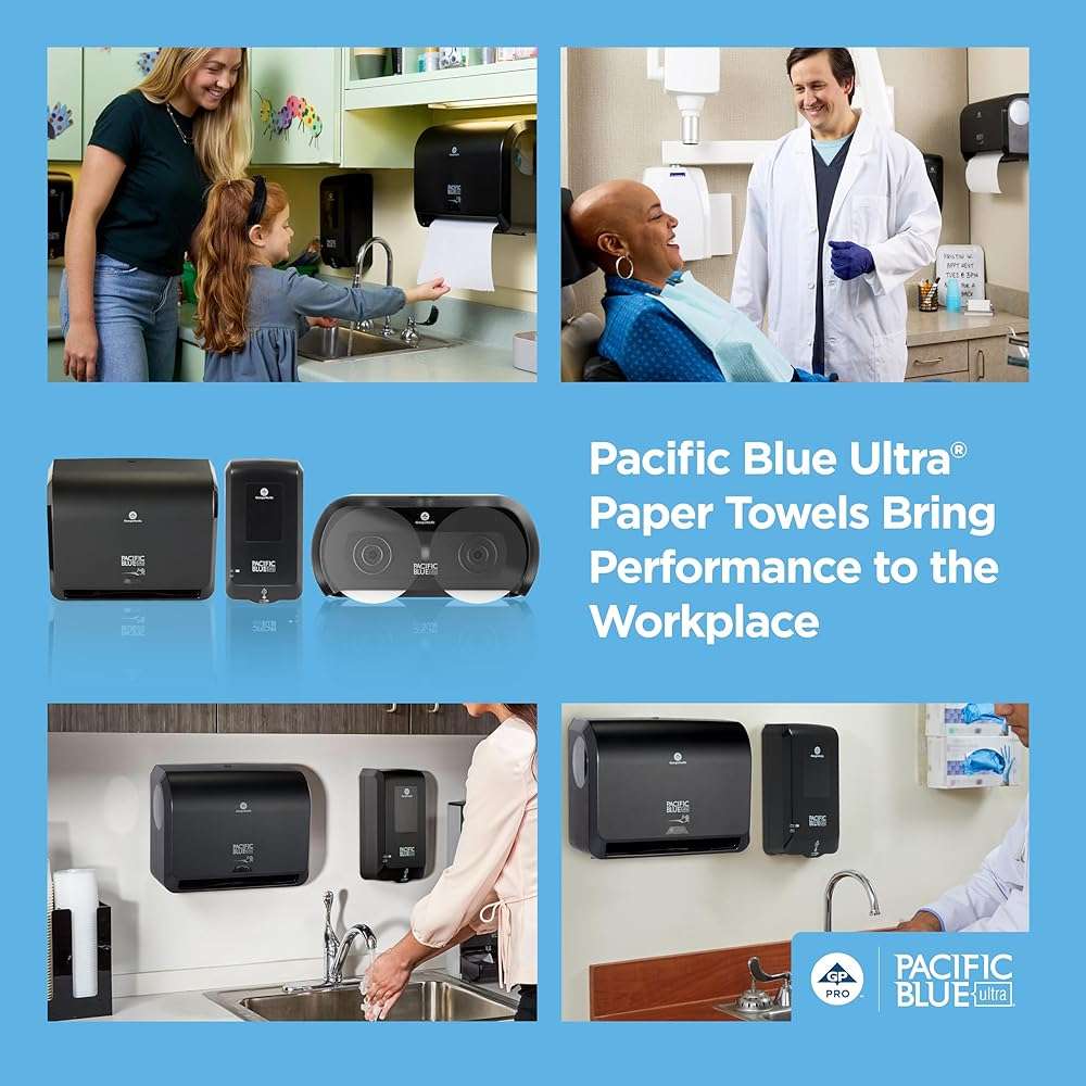 Georgia-Pacific Pacific Blue Ultra 9" Mini Automatic Paper Towel Dispenser by GP PRO (Georgia-Pacific), Black, 54518, 14.1" W x 6.5" D x 11.1" H - New Version - Image 11