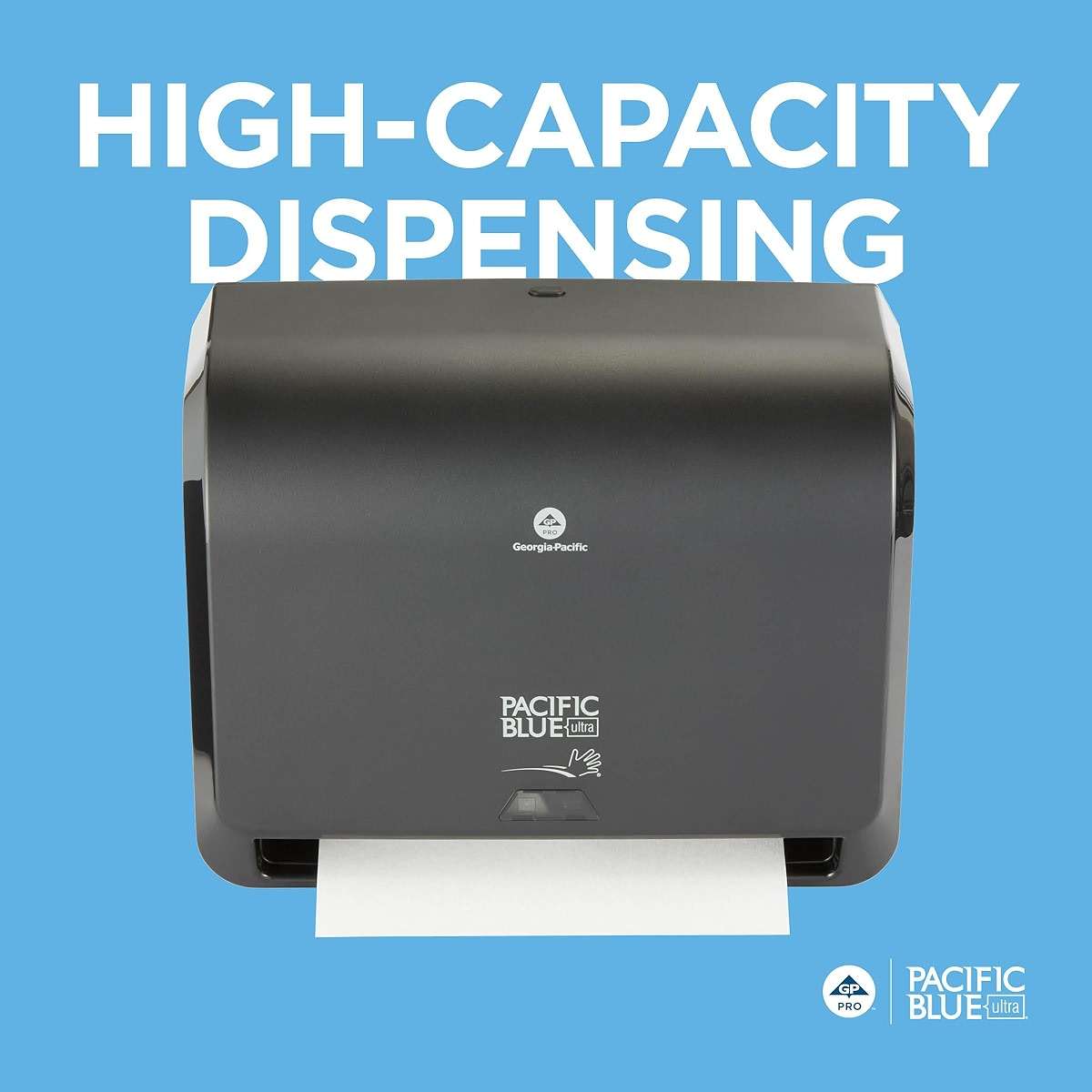 Georgia-Pacific Pacific Blue Ultra 9" Mini Automatic Paper Towel Dispenser by GP PRO (Georgia-Pacific), Black, 54518, 14.1" W x 6.5" D x 11.1" H - New Version - Image 6