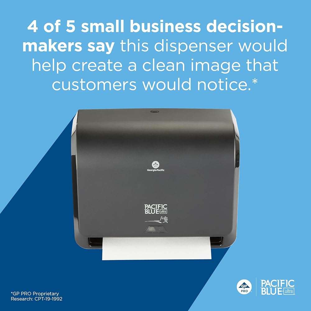 Georgia-Pacific Pacific Blue Ultra 9" Mini Automatic Paper Towel Dispenser by GP PRO (Georgia-Pacific), Black, 54518, 14.1" W x 6.5" D x 11.1" H - New Version - Image 9