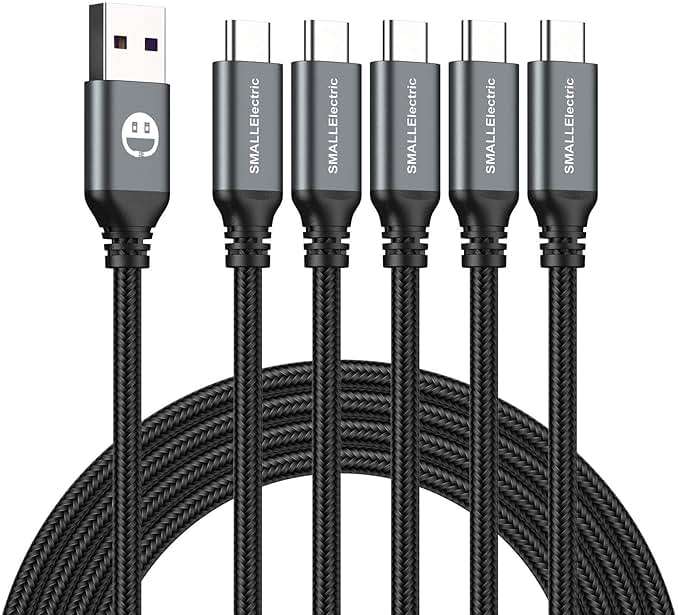 USB Type-C to A Cable 5pack 6ft Braided Fast Charging 3A Quick Charger Cord, 6 Foot Compatible iPhone 17/17 Pro/16e/16/15 Pro Max,Samsung Galaxy S10 S9 S8 Plus, Note 10 9 8, LG V50 V40 G8 G7(Grey) - Image 1