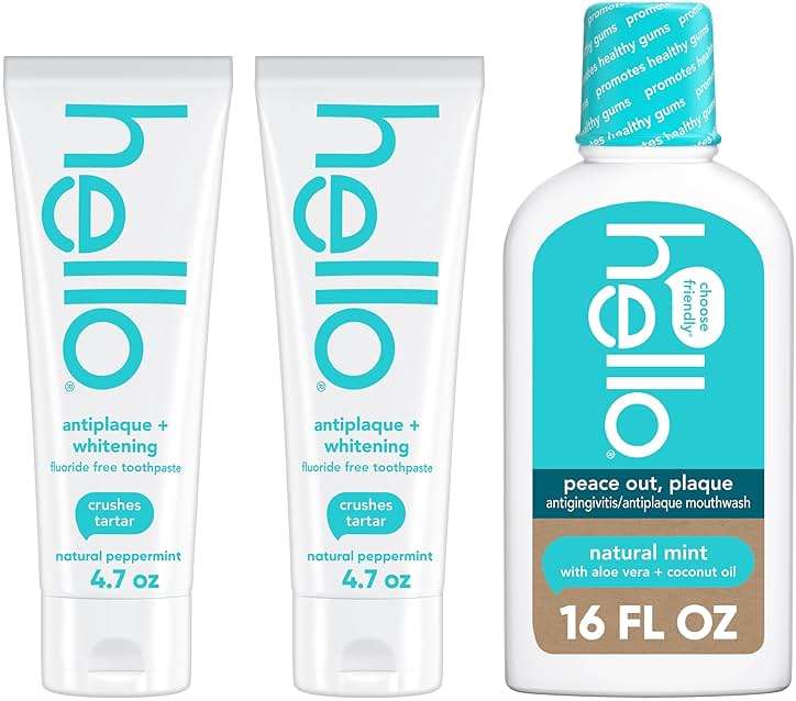 hello Antiplaque Fluoride Free Whitening Toothpaste and Peace Out Plaque Alcohol Free Mouthwash Pack, Includes Two 4.7 Oz Whitening Toothpastes and One 16 Fl Oz Fluoride Free Mouthwash - Image 8